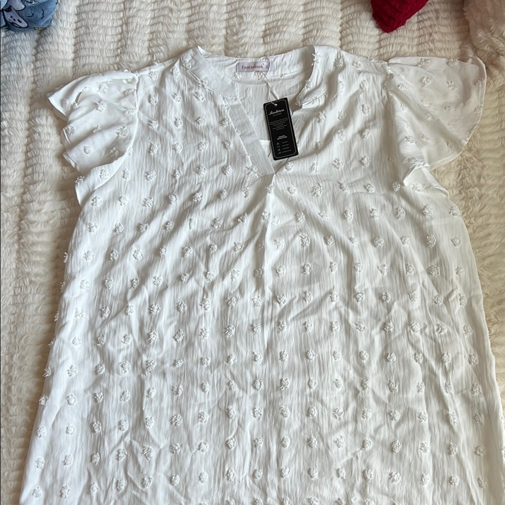 Elegant White Textured Blouse